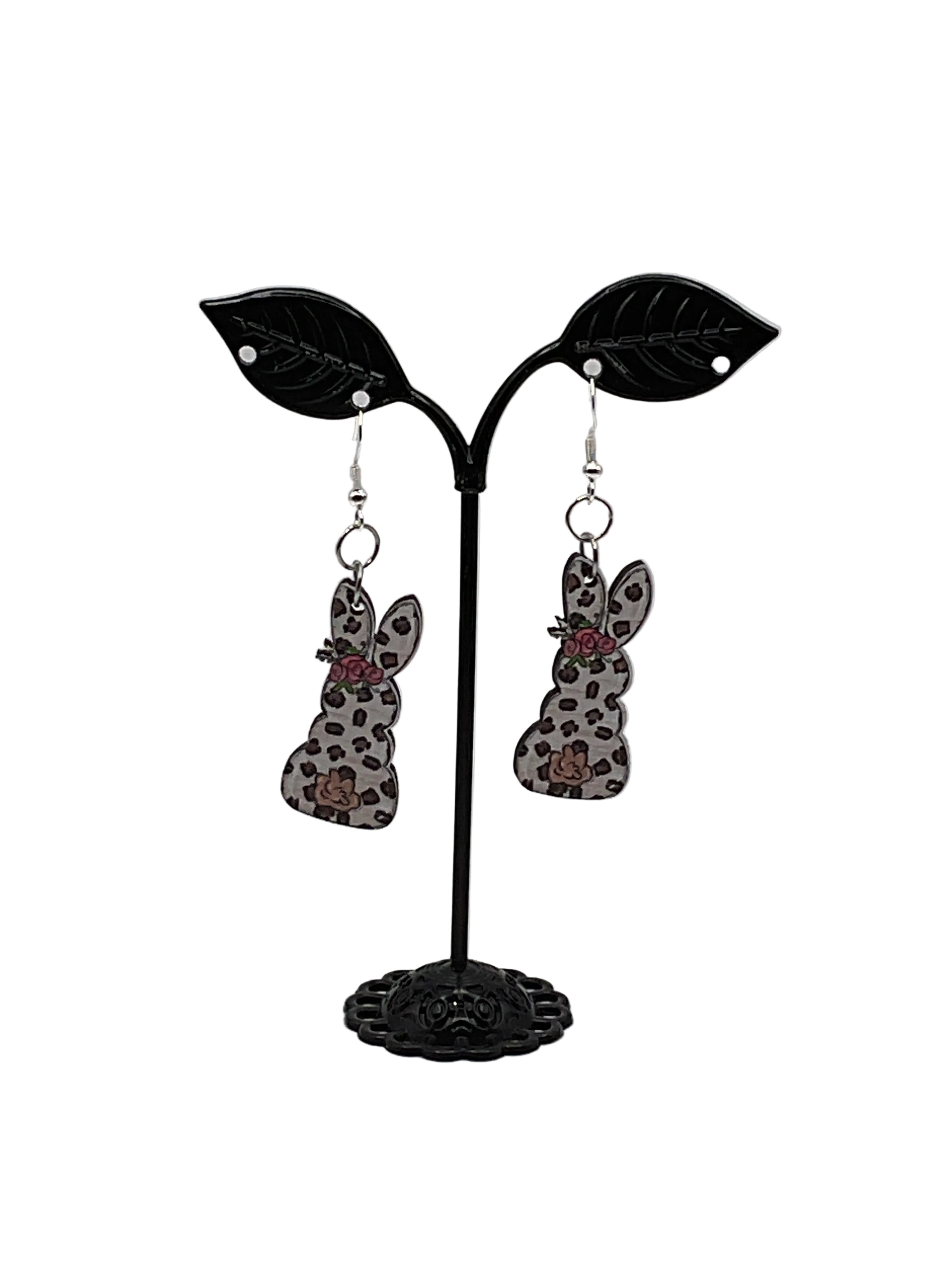 Cheetah Print Easter Bunny Earrings