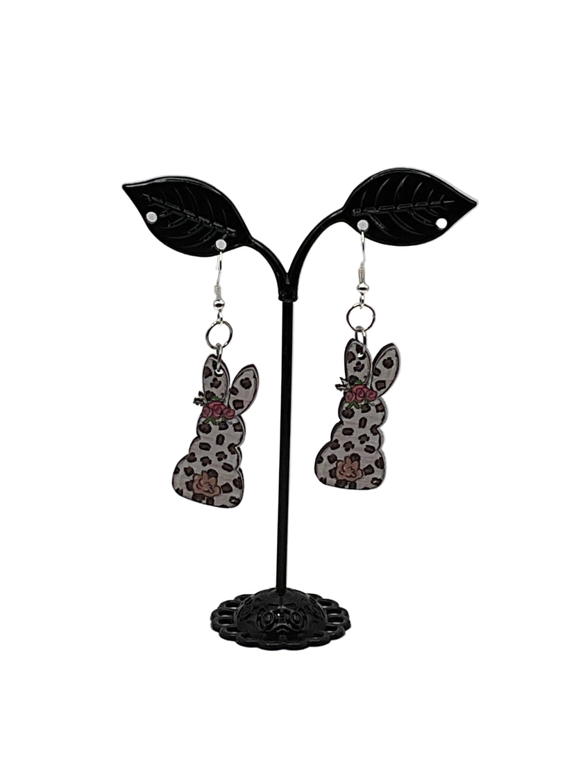 Cheetah Print Easter Bunny Earrings