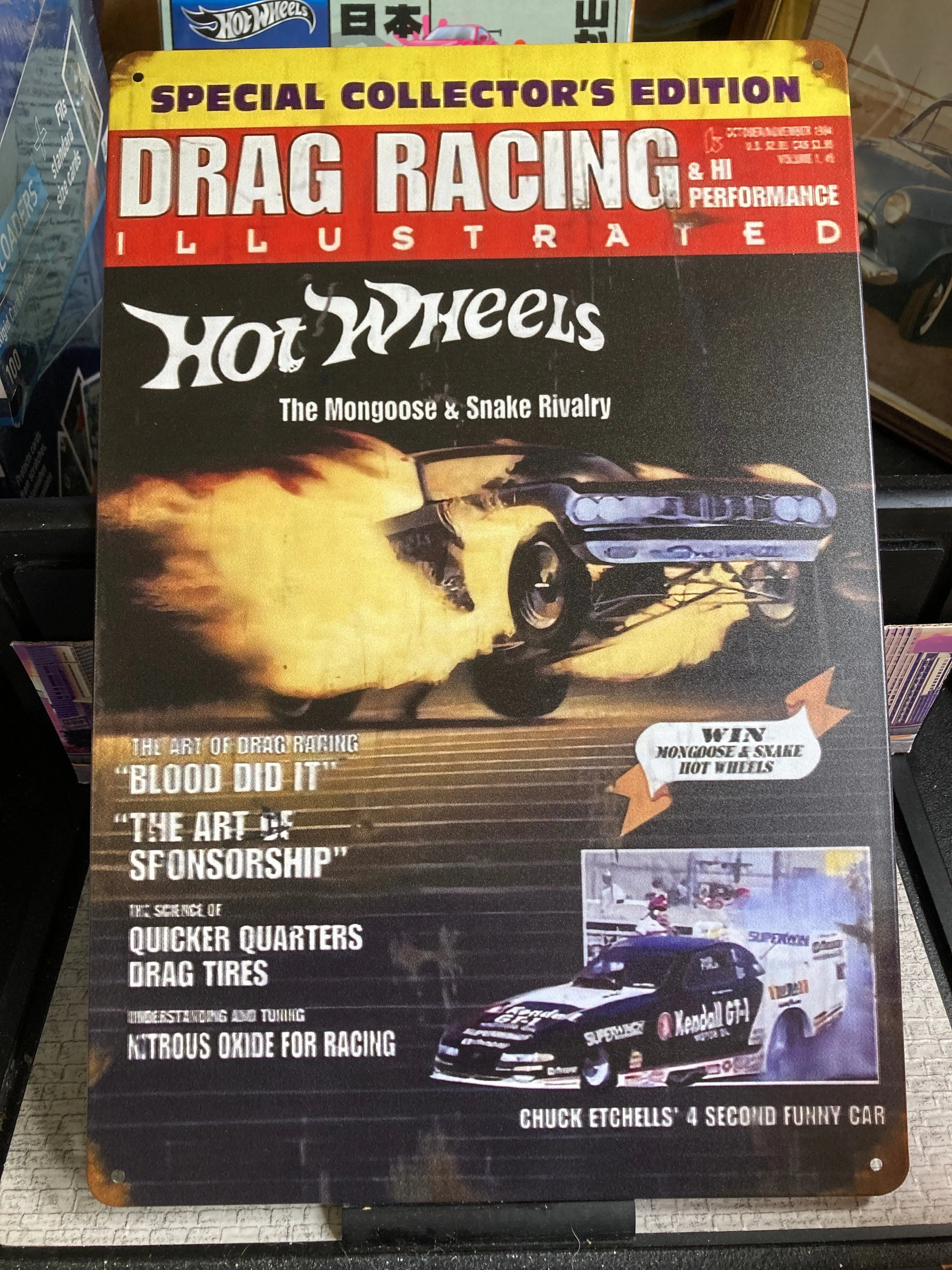 Hot Wheels Drag Racing Illustrated Sign | S and E Hobbies and Collectables