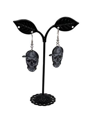 Skull With Ball Cap Earrings