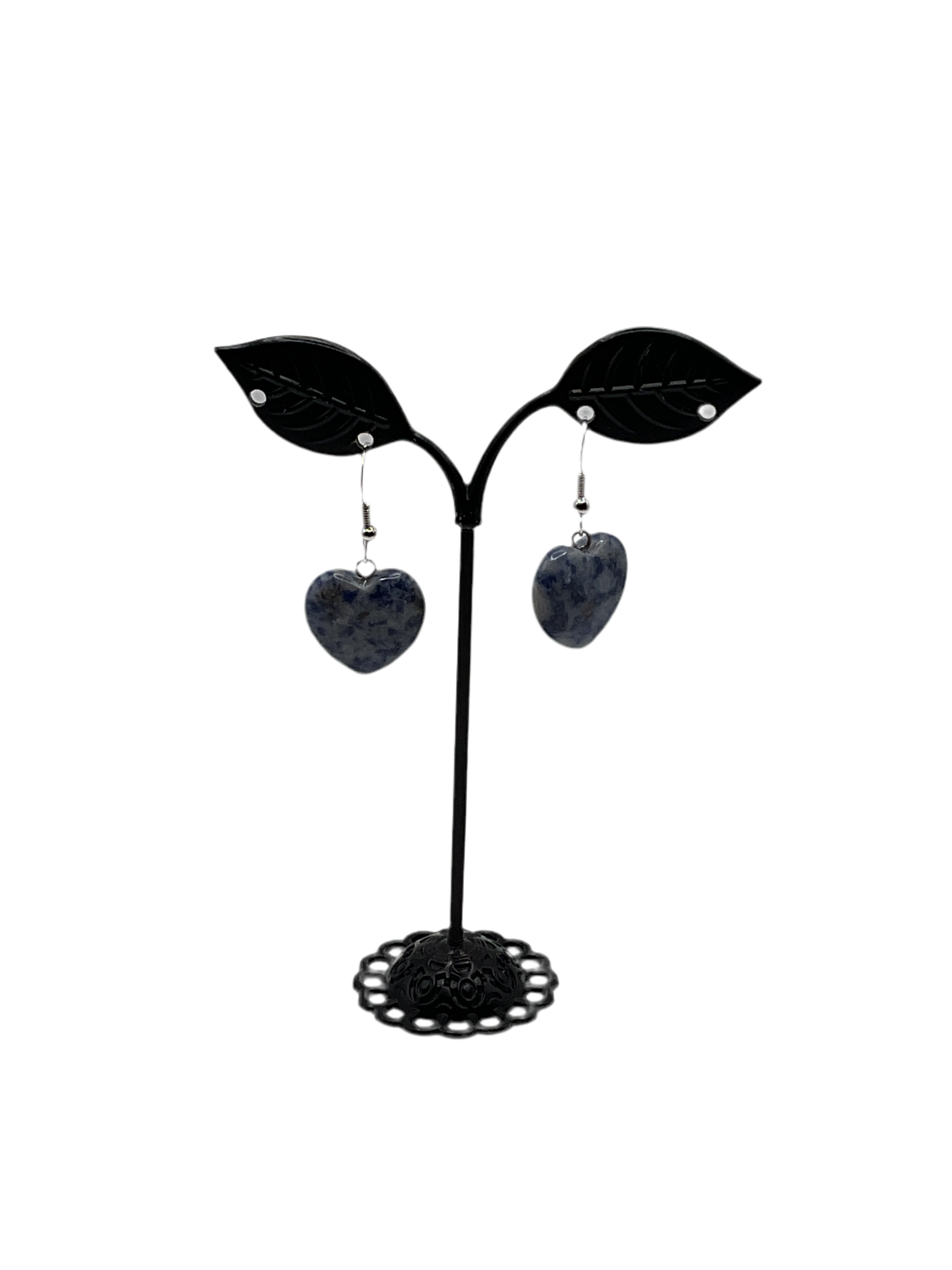 Blue Stone Heart Earrings