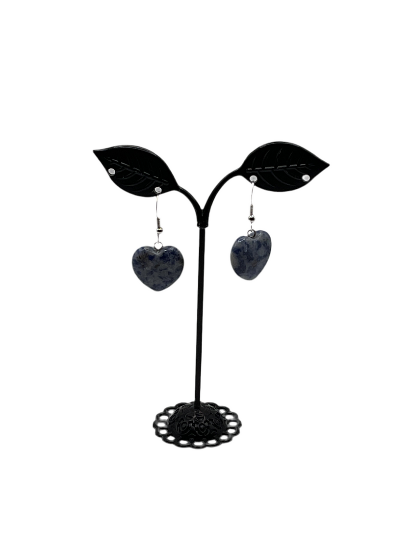 Blue Stone Heart Earrings