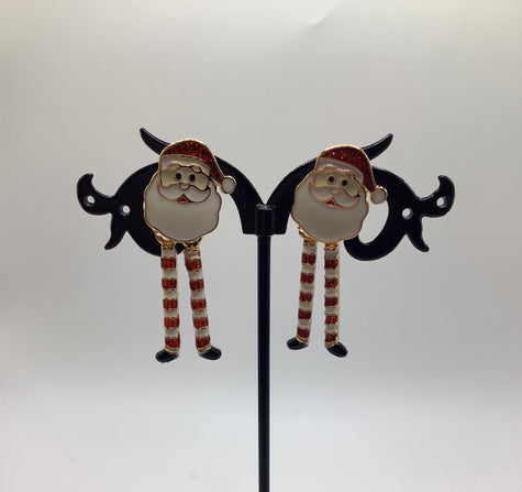 Dangling Leg Santa Earrings