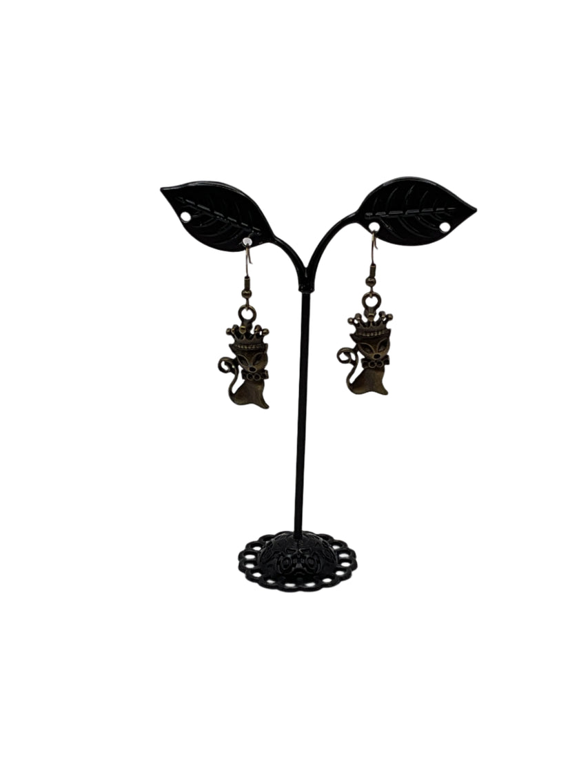 Vintage Bronze Cat Earrings