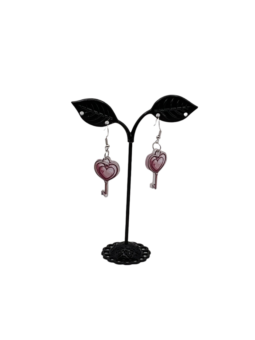 Heart Key Earrings