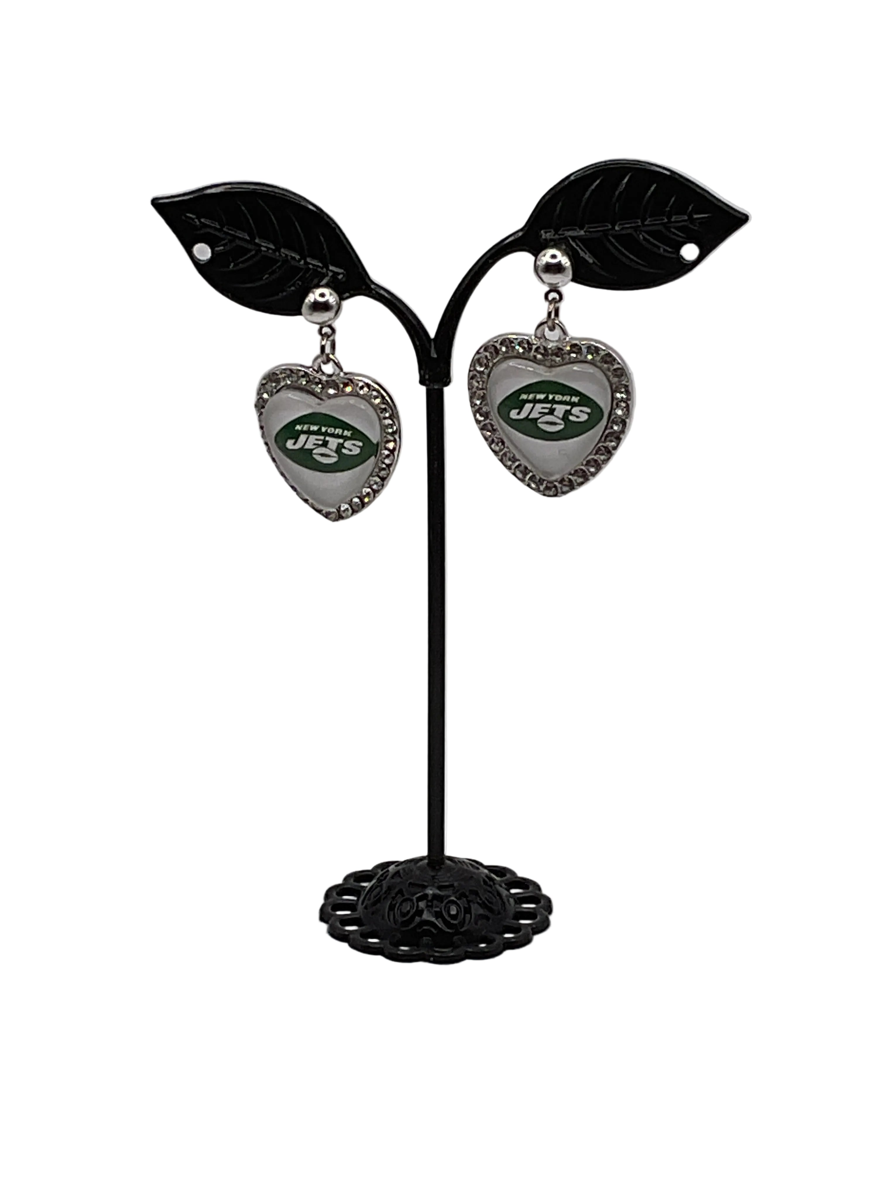 Football Heart And Crystal Earrings
