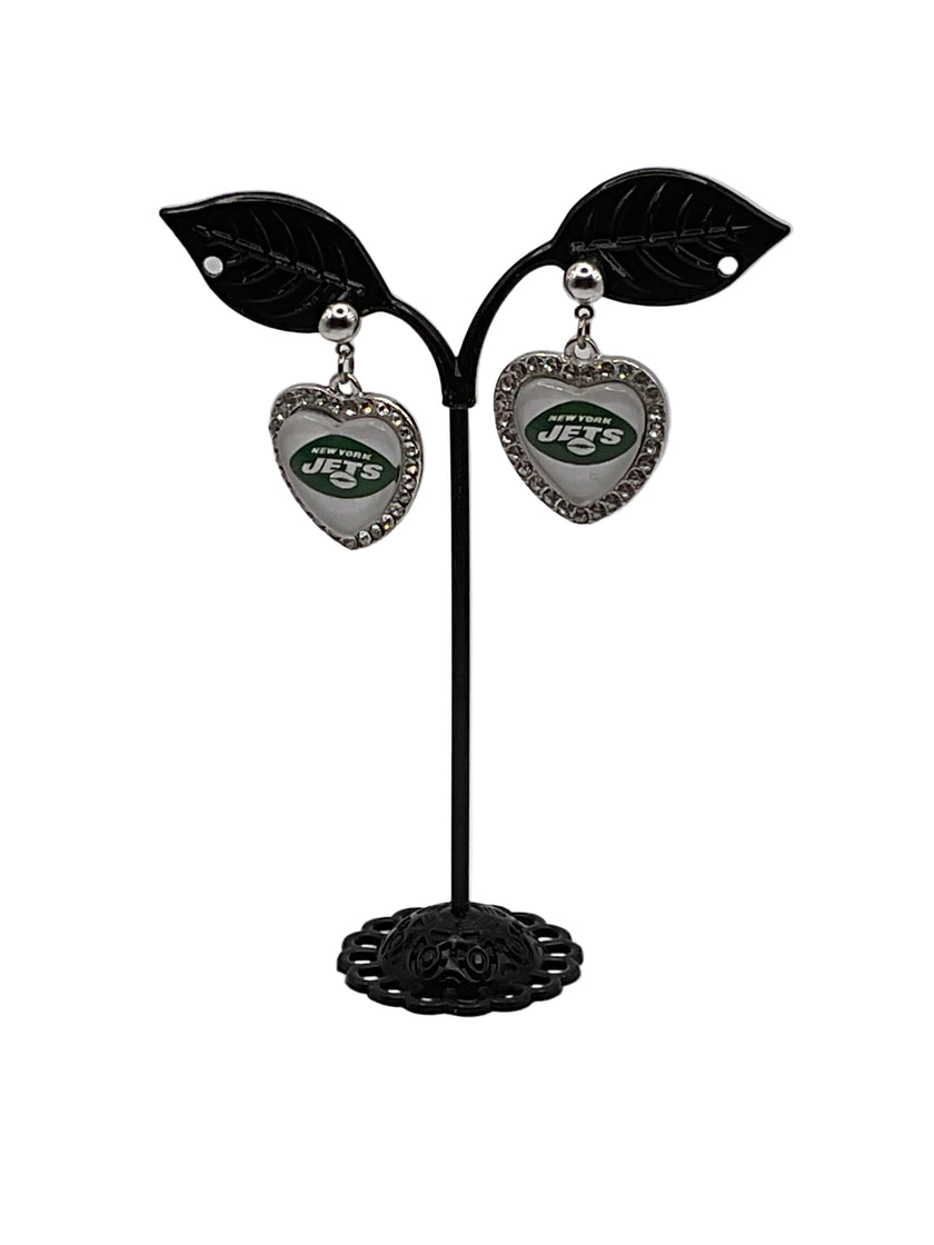 Football Heart And Crystal Earrings