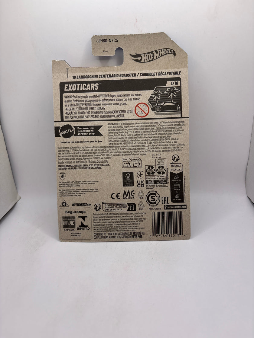 Hot Wheels 16 Lamborghini Centenario Roadster Diecast