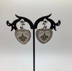 New Orleans Saints Heart Earrings