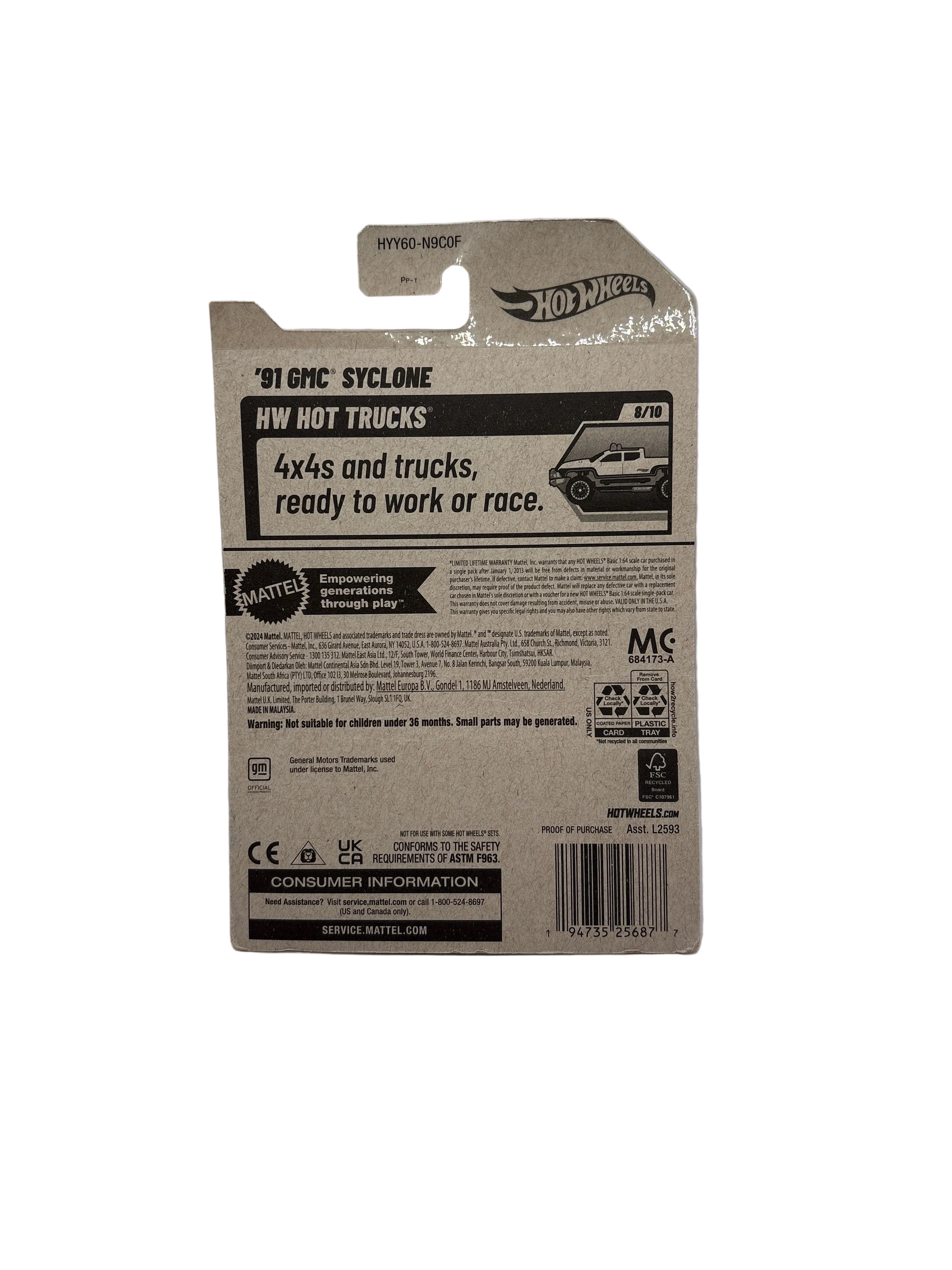 Hot Wheels 91 GMC Syclone Diecast