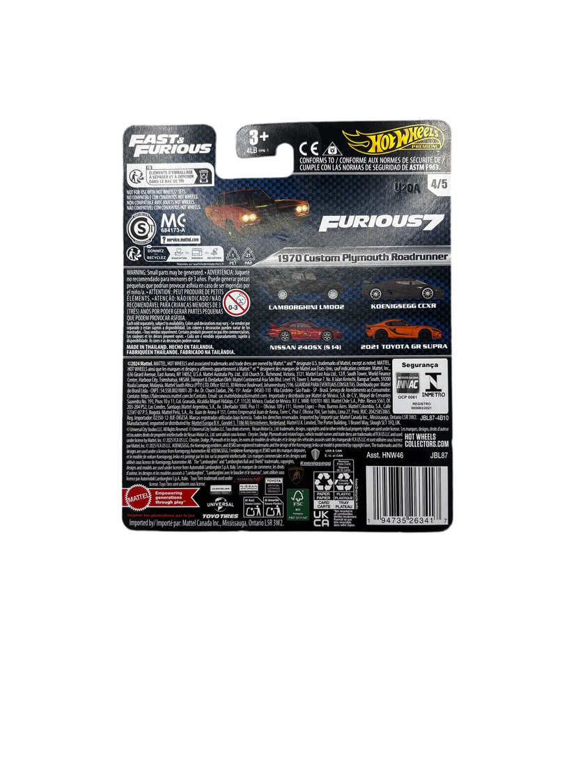 Hot Wheels 1970 Custom Plymouth Roadrunner Diecast Orange