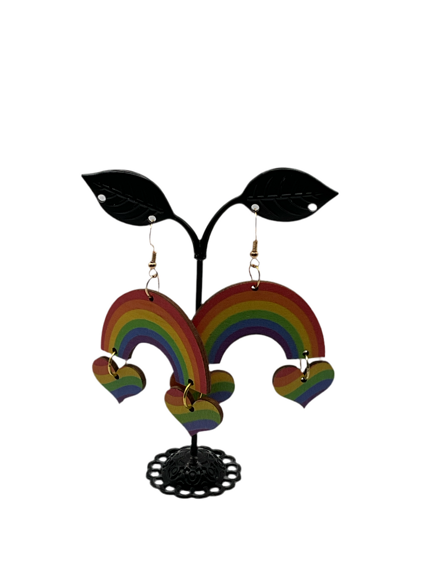 Rainbow And Heart Earrings
