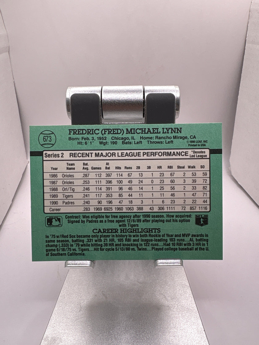 Tarjeta deportiva Donruss Fred Lynn