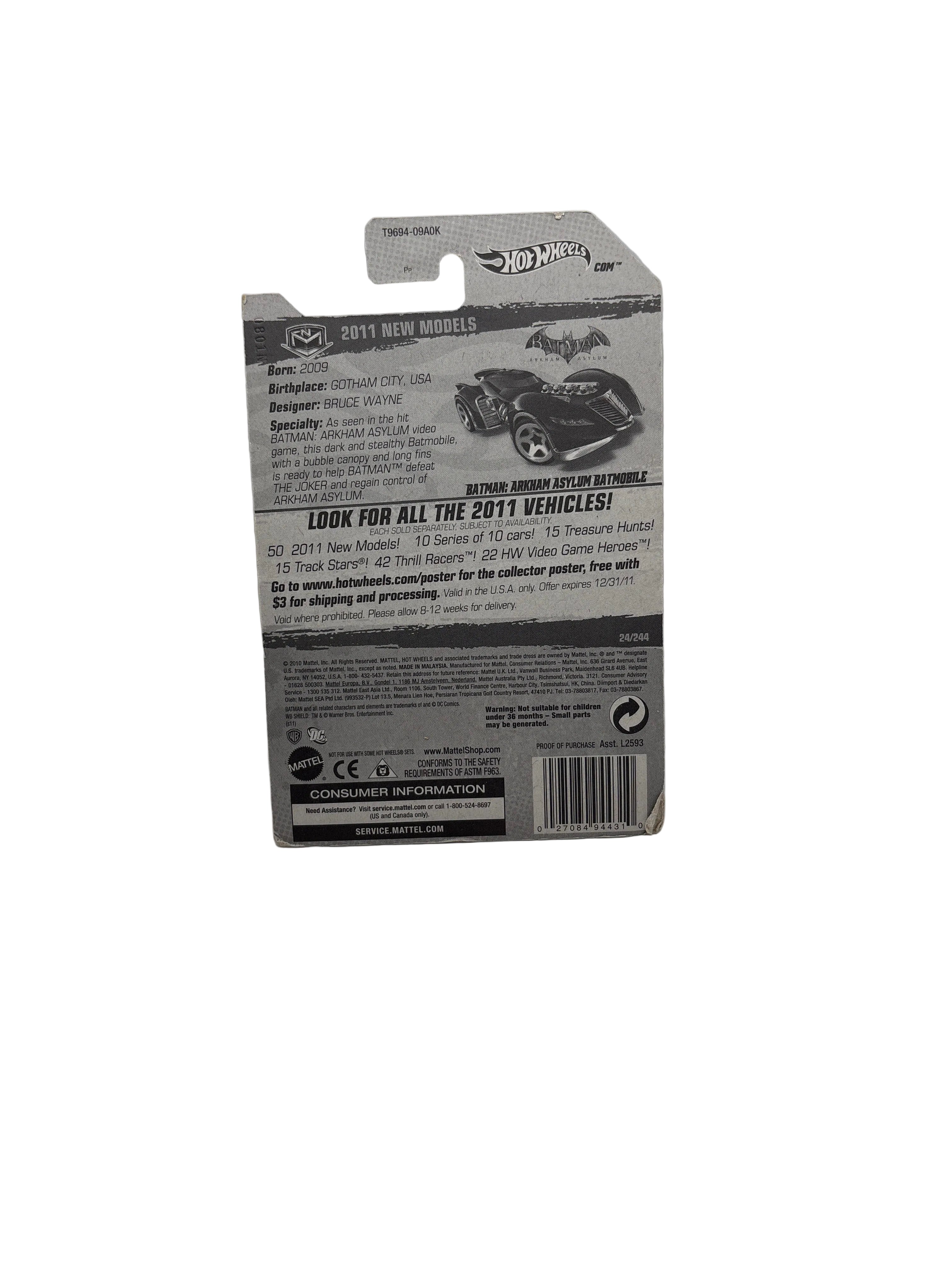 Hot Wheels Batman: Arkham Asylum Batmobile Diecast black