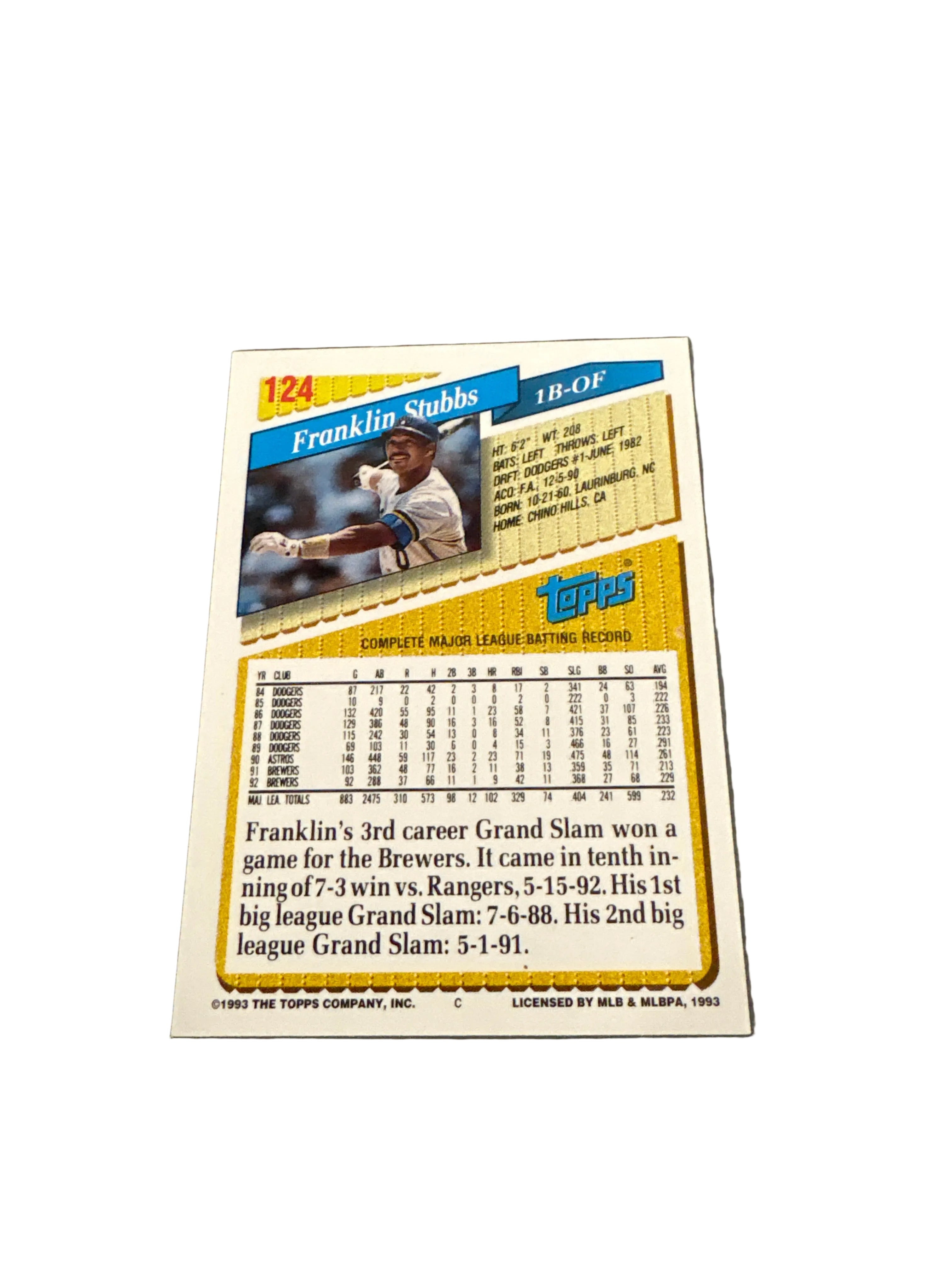 Topps Franklin Stubbs