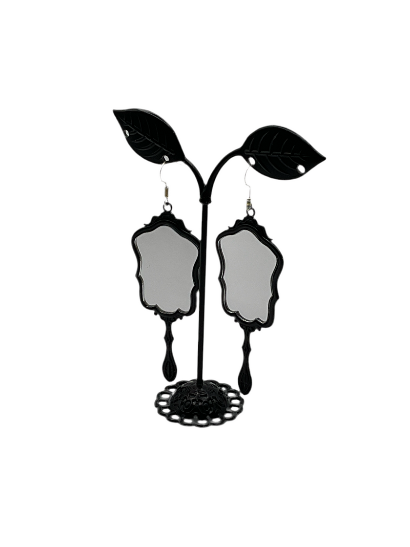 Black Hand Mirror Earrings
