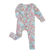 PoshTOT Spring Floral Bamboo Baby Convertible Zippy Romper