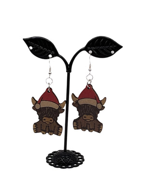 Highland Cow Christmas Earrings
