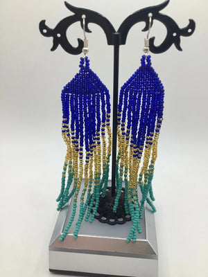 Blue Peruvian beaded earrings