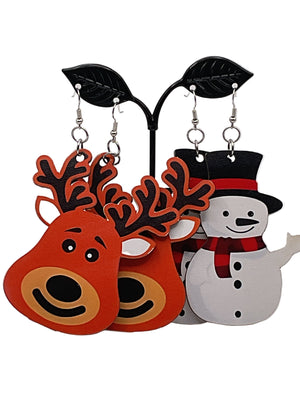 Wooden Christmas Earrings