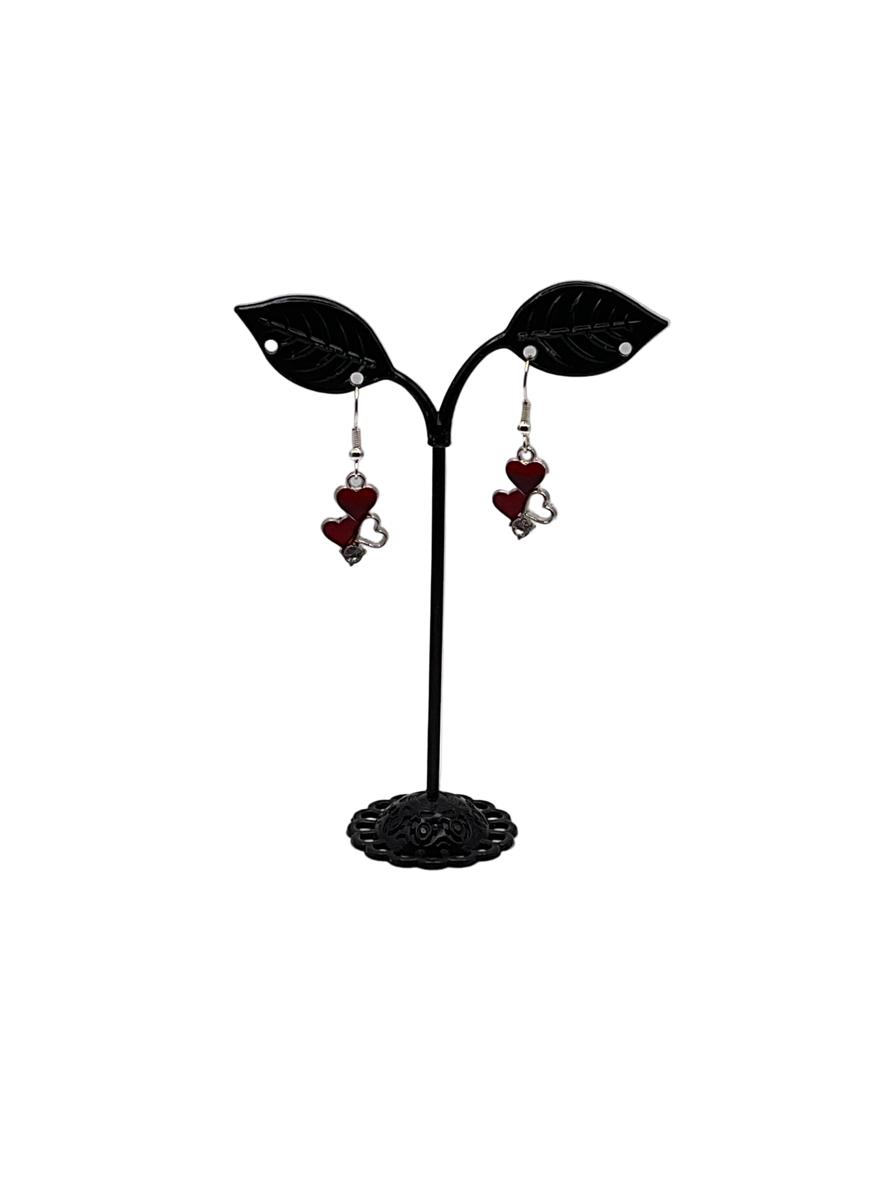 Triple Heart Earrings