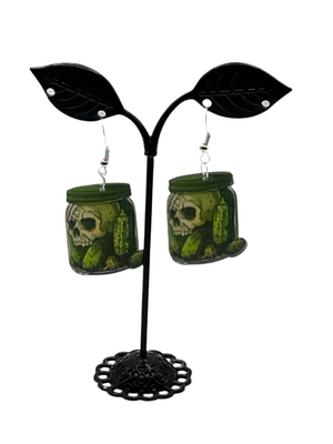 Pickle skull earrings