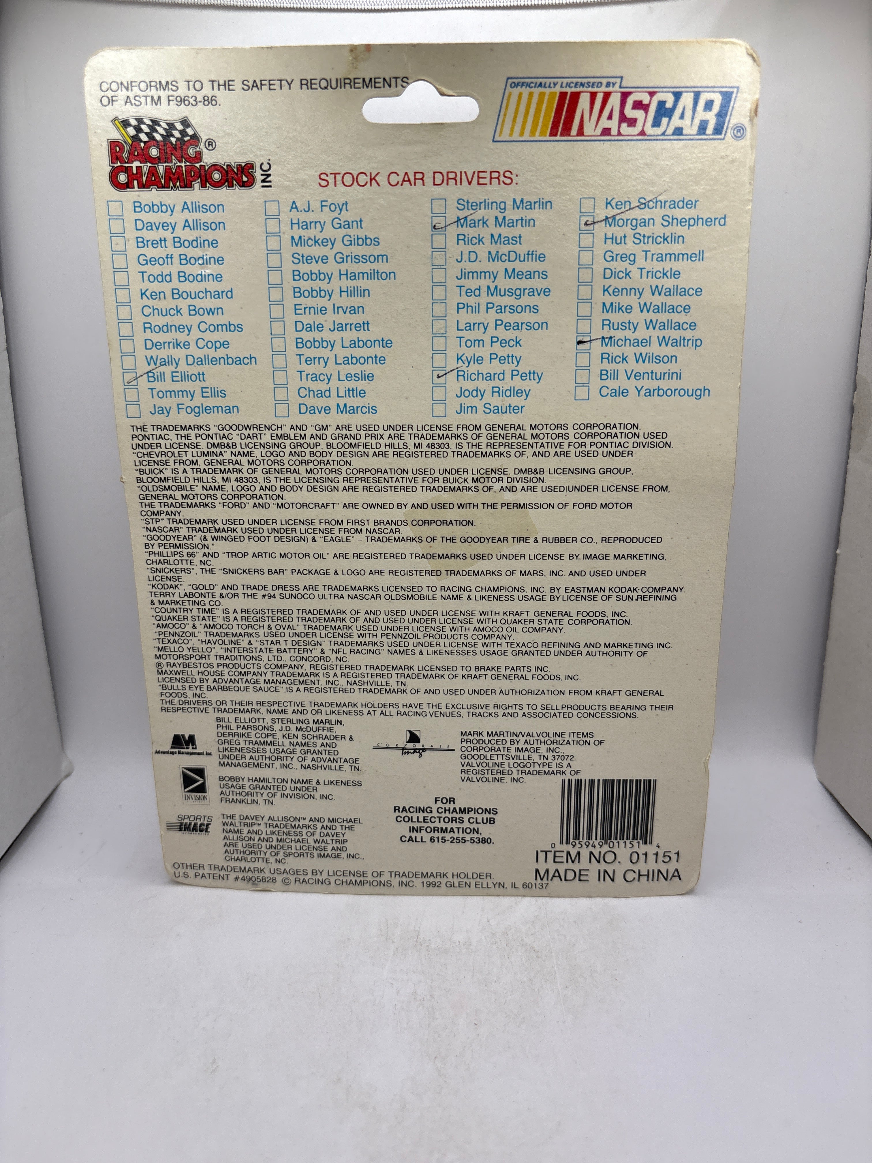 Racing Champions Bill Elliott Diecast red