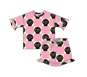 Checkered Doodles | Two-Piece Short Sleeve Pajama Set