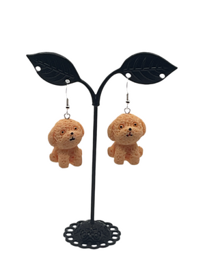 Fluffy dog earrings