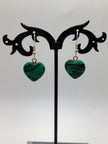 Green heart stone earrings