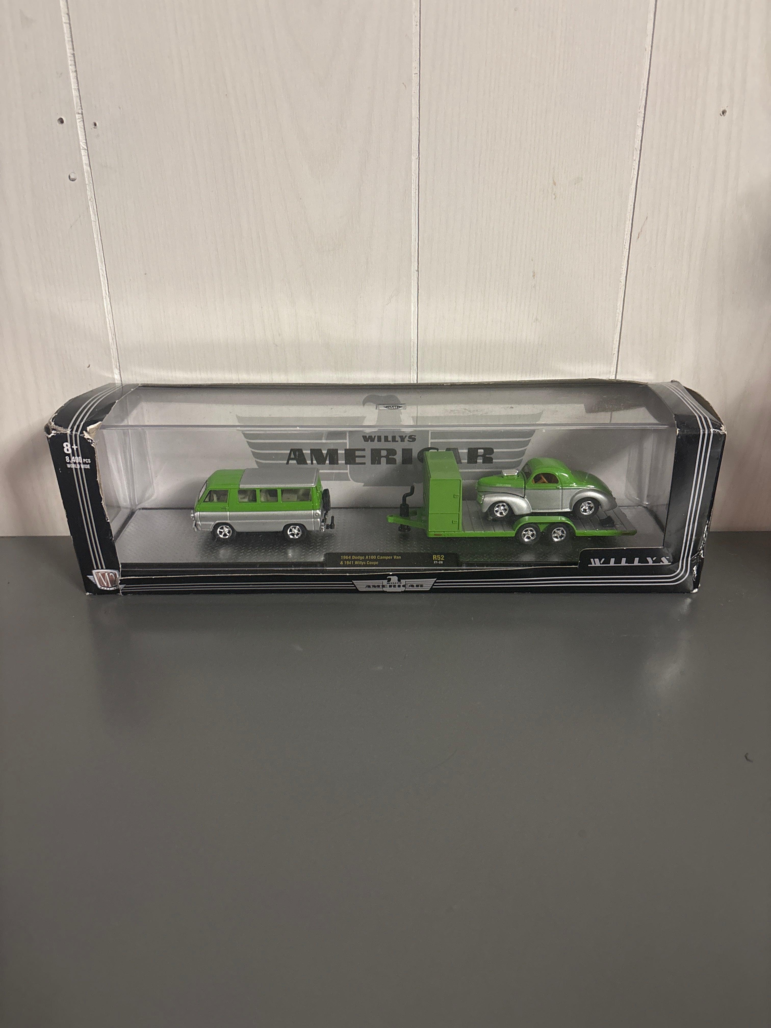 M2 1964 Dodge A100 Camper Van & 1941 Willys Coupe Diecast Green