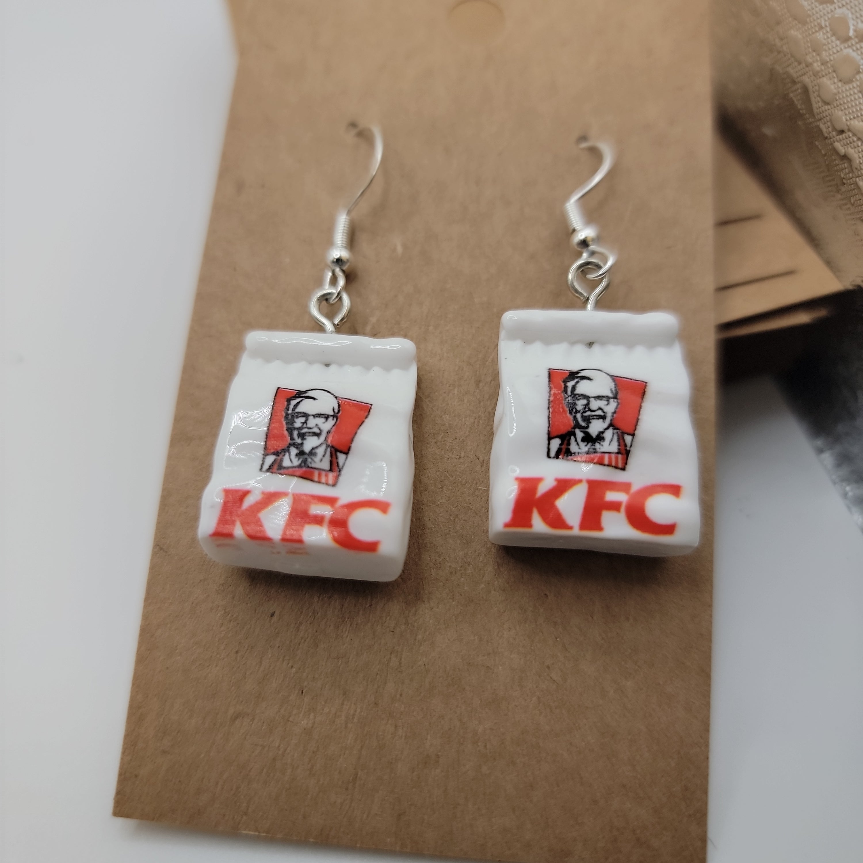 Chicken Fast Food Bag Earrings