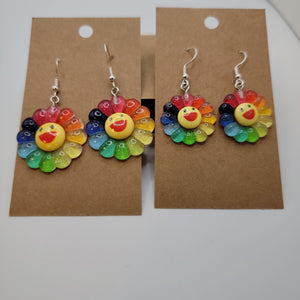 Rainbow Flower Smiley Face Earrings