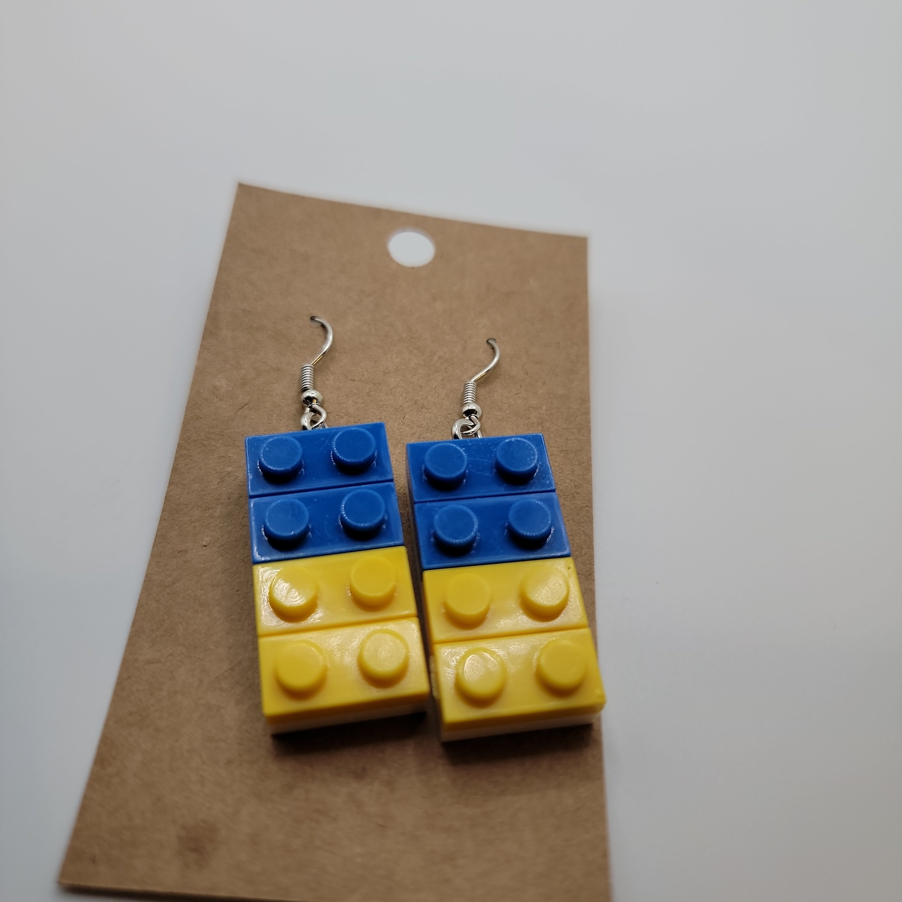 Blue and Yellow Building Block Earrings