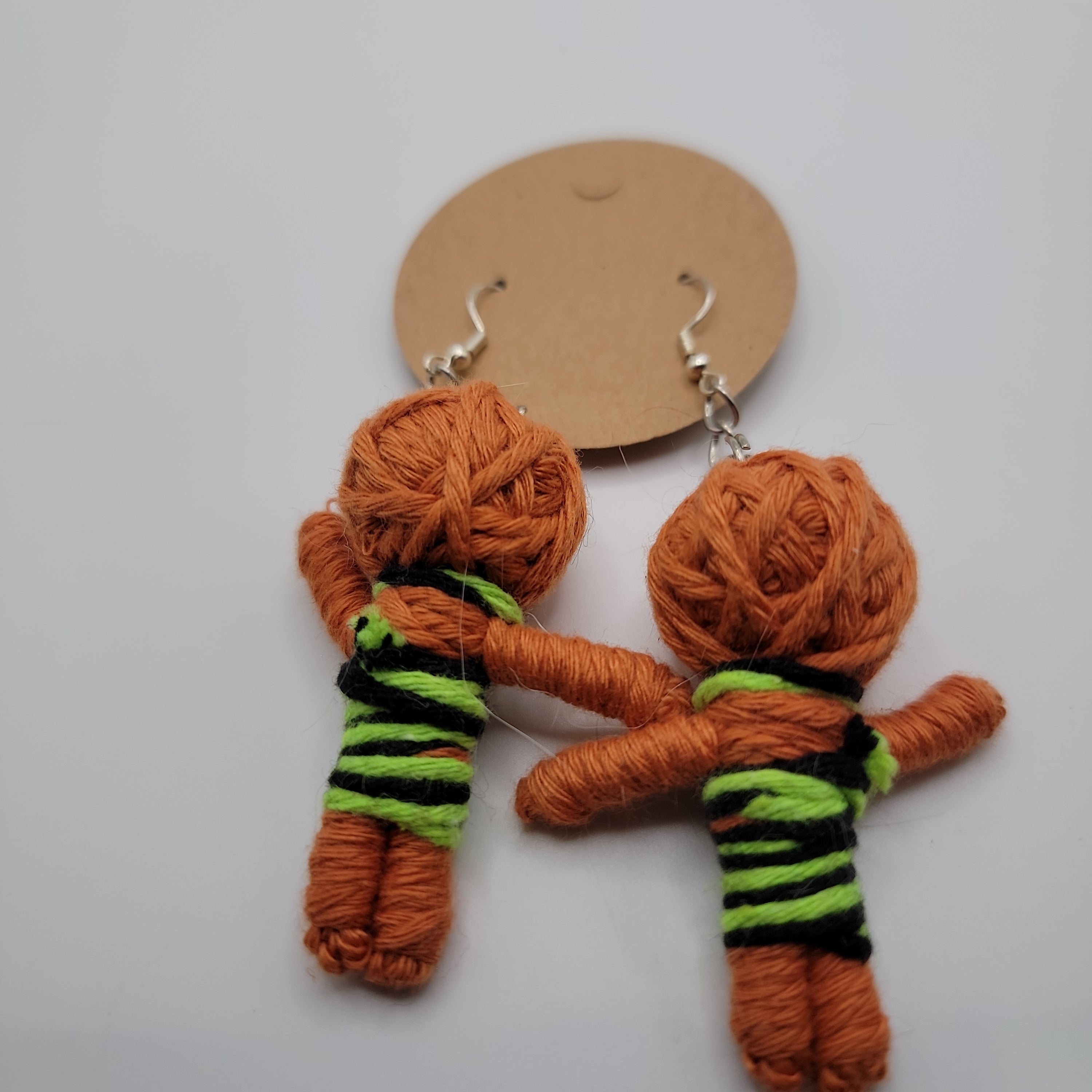 Orange Voodoo Doll Earrings 1A