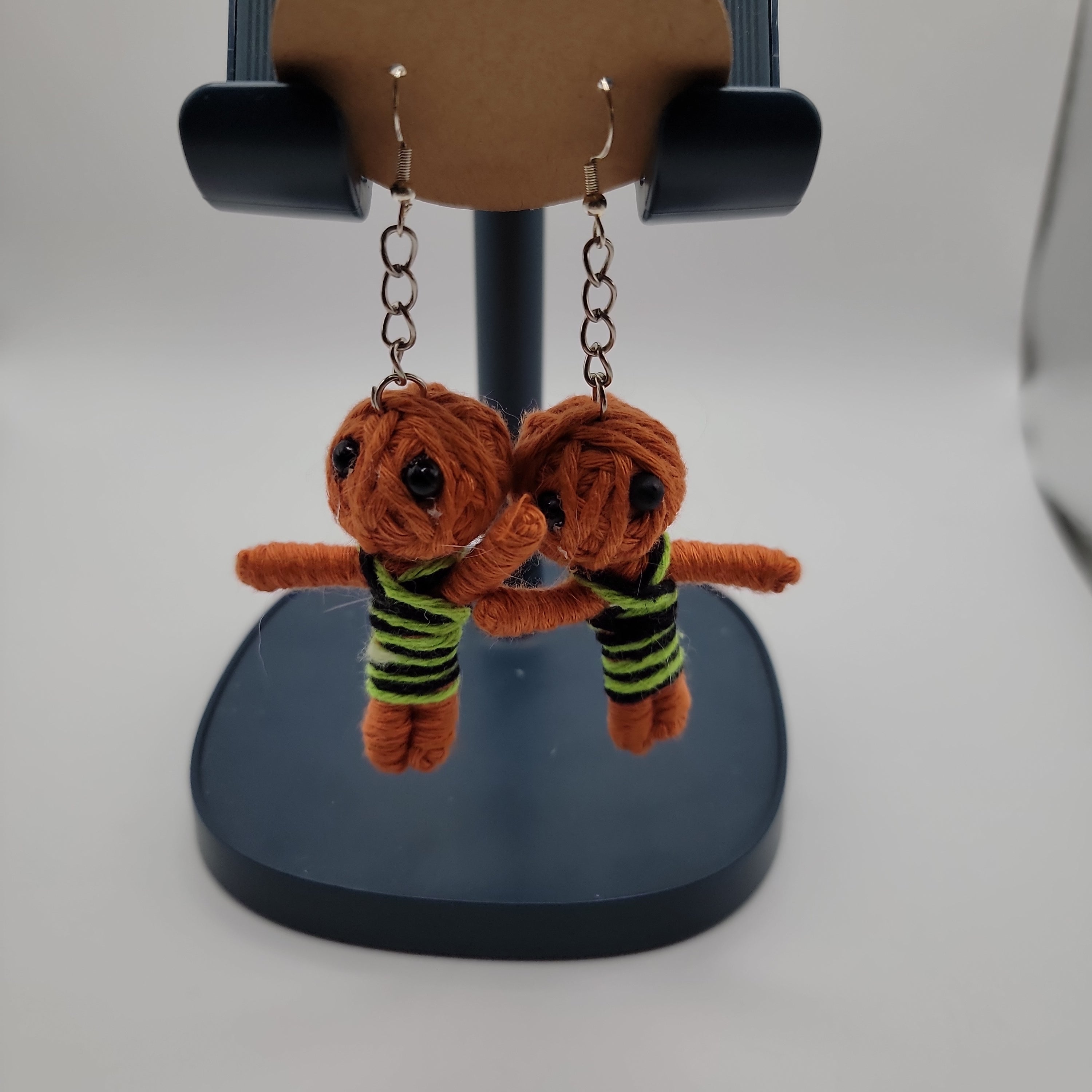 Orange Voodoo Doll Earrings 1A