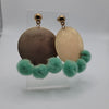 Gold Circle with Teal Poofs Earrings