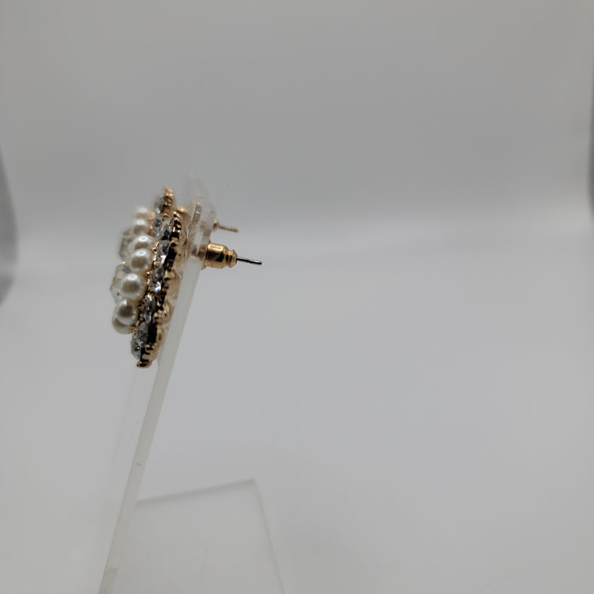 Crystal and Pearl Post Earrings