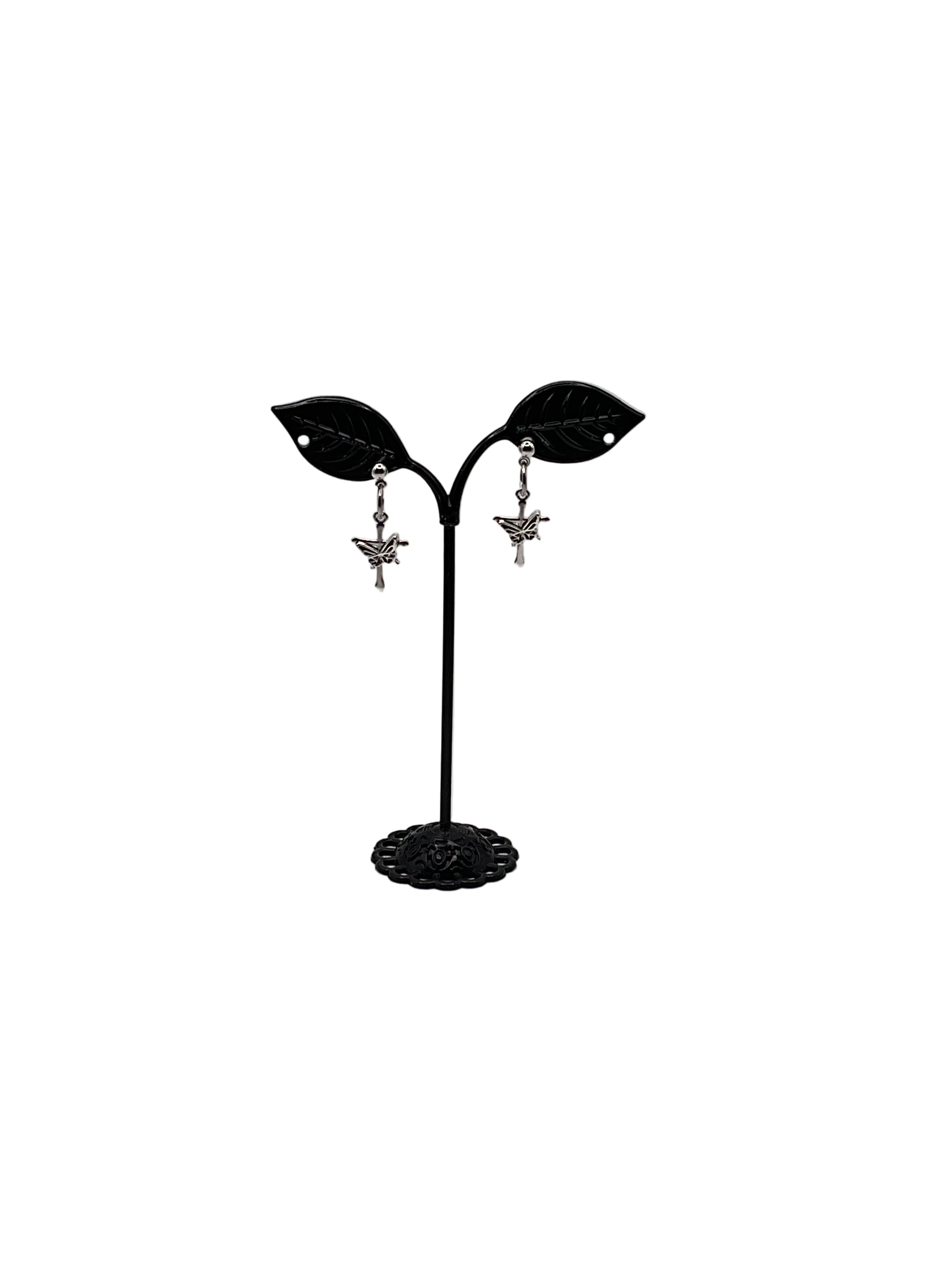 Cross with Butterfly Earrings