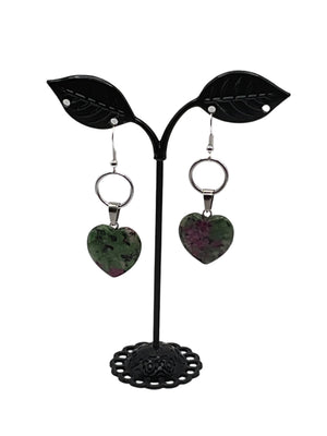 Green And Purple Heart Earrings