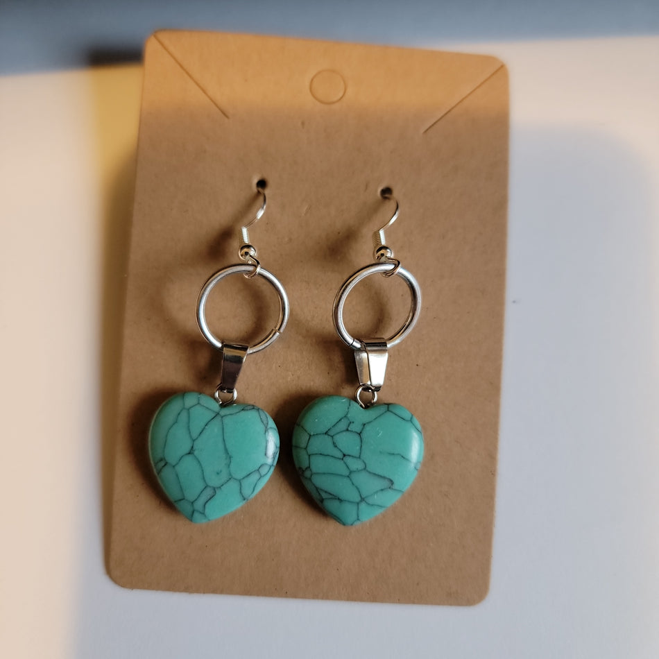 Turquoise Stone Heart Earrings