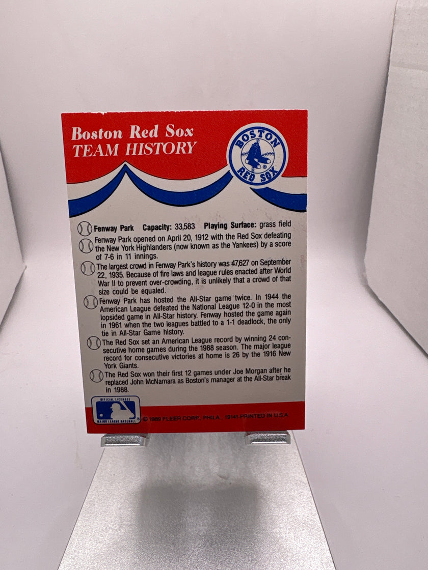 Tarjeta deportiva con pegatina de béisbol Fleer