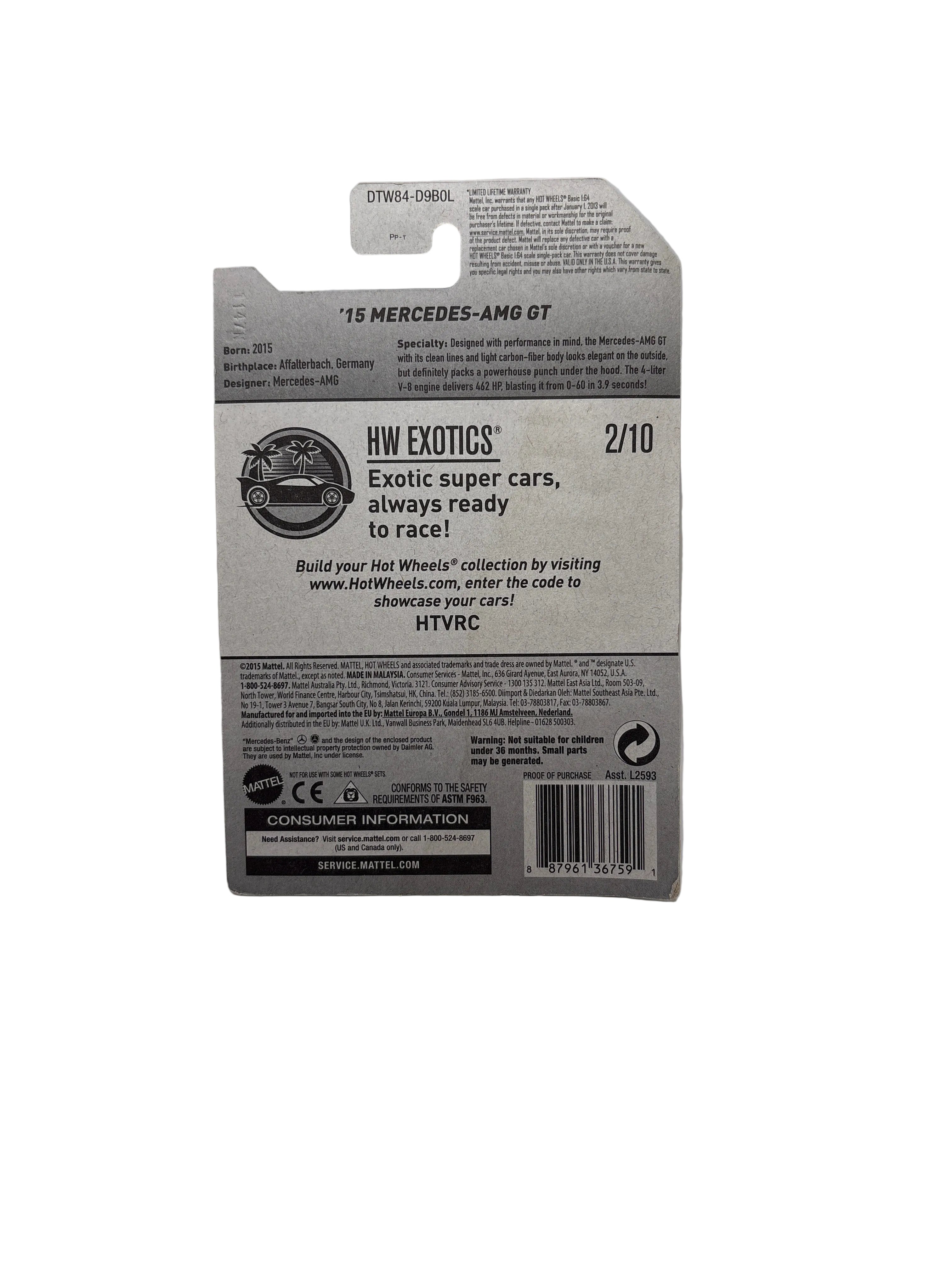 Hot Wheels 15 Mercedes-AMG GT Diecast yellow