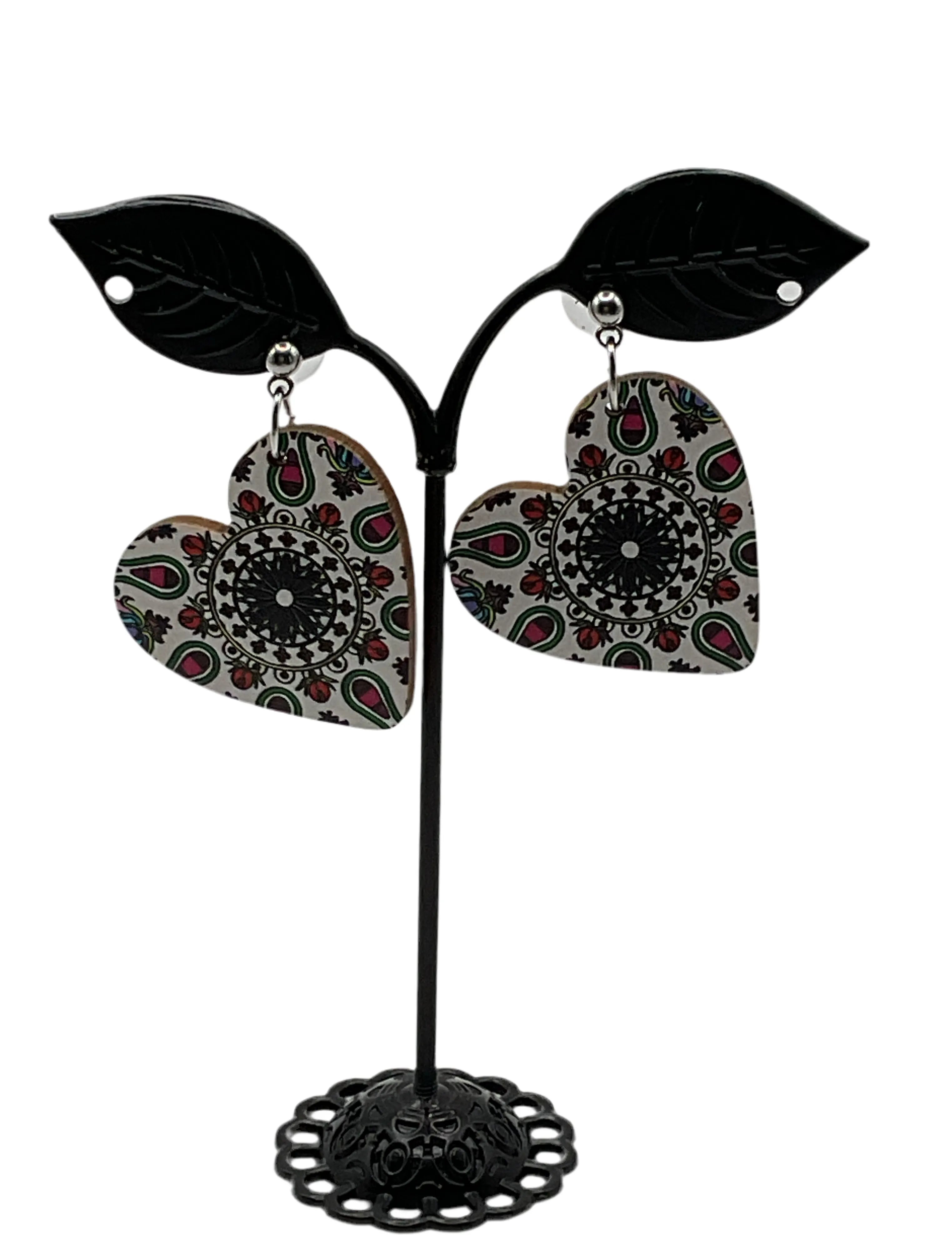 Printed Heart Earrings