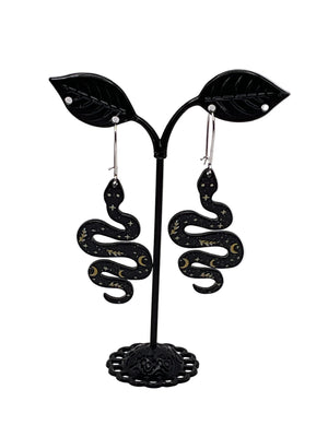 Celestial Black Snake Earrings