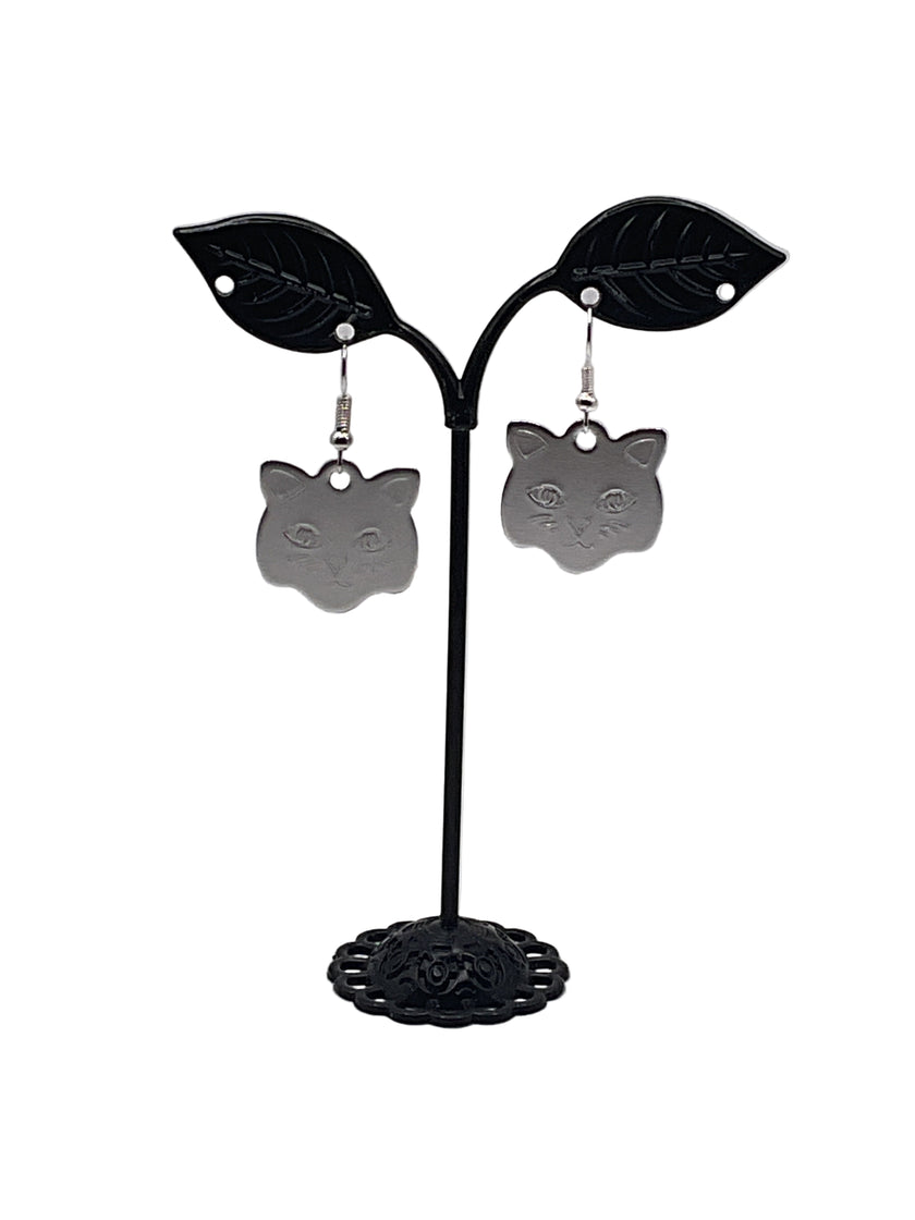 Cat Head Tag Earrings