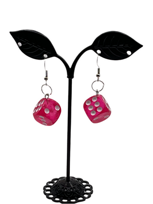 Pink D6 Dice Earrings