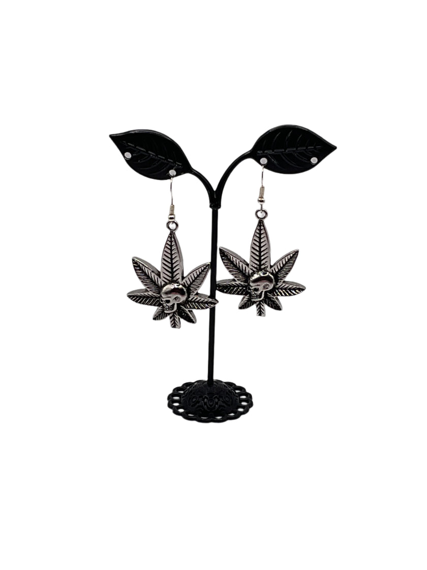 Weed and Skull Earrings