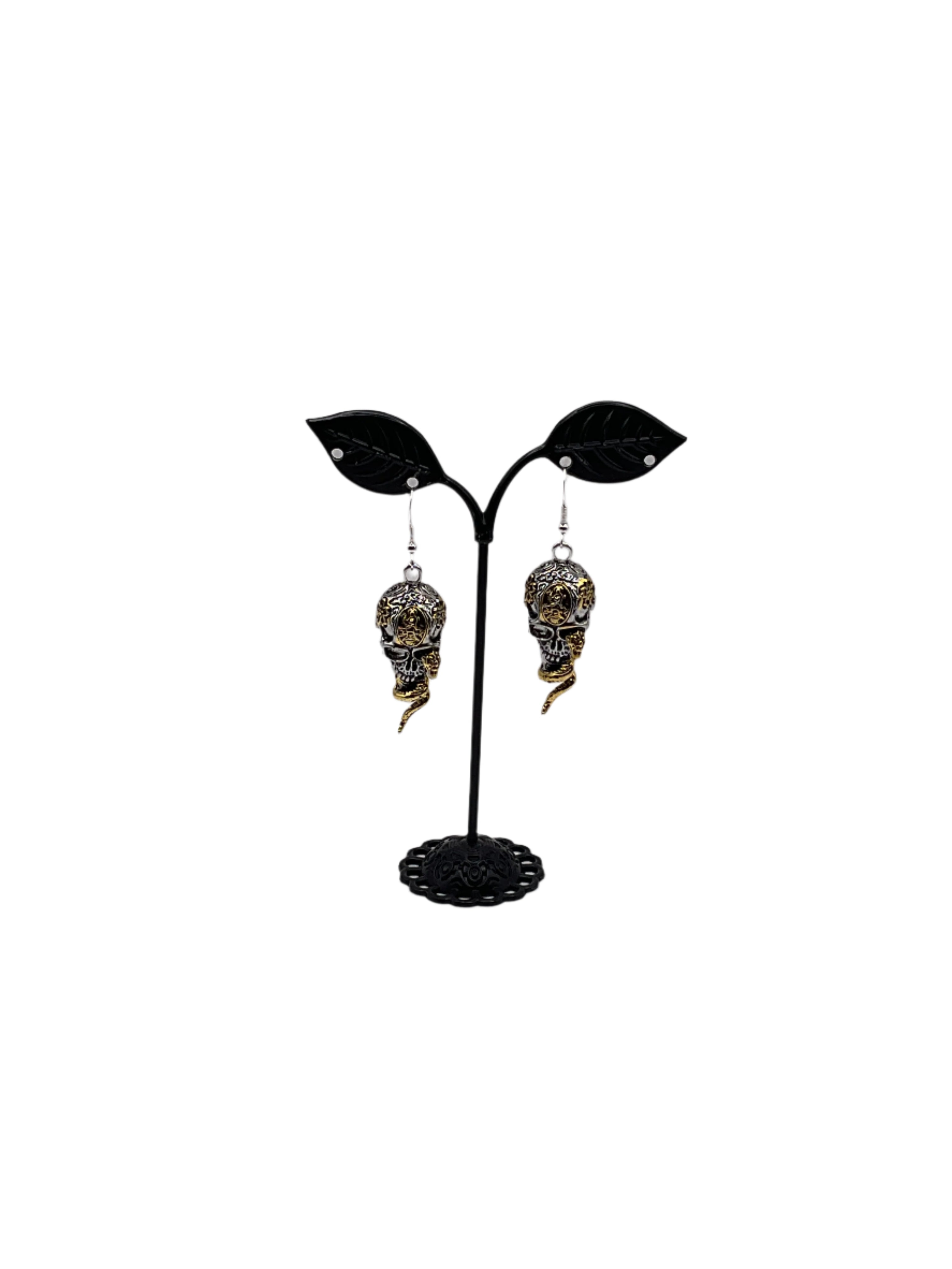 Skull and snake earrings