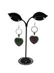 Green And Purple Heart Earrings